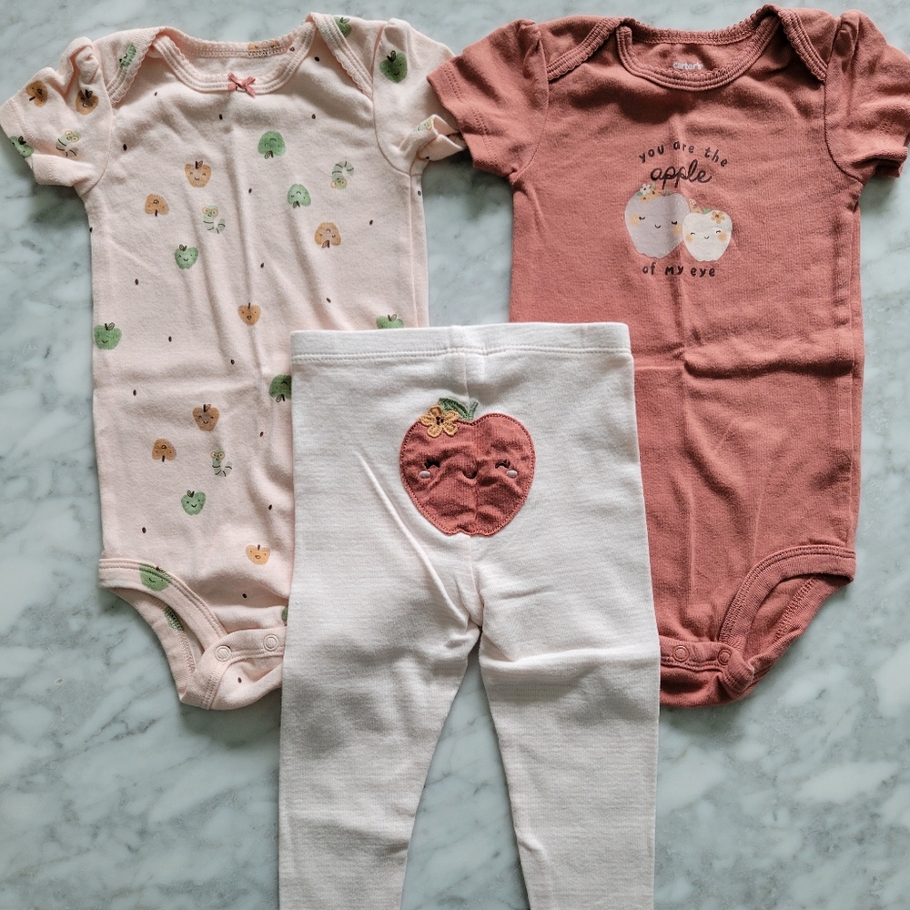 Carter's Toddler Apple Matching Set - Pink and White